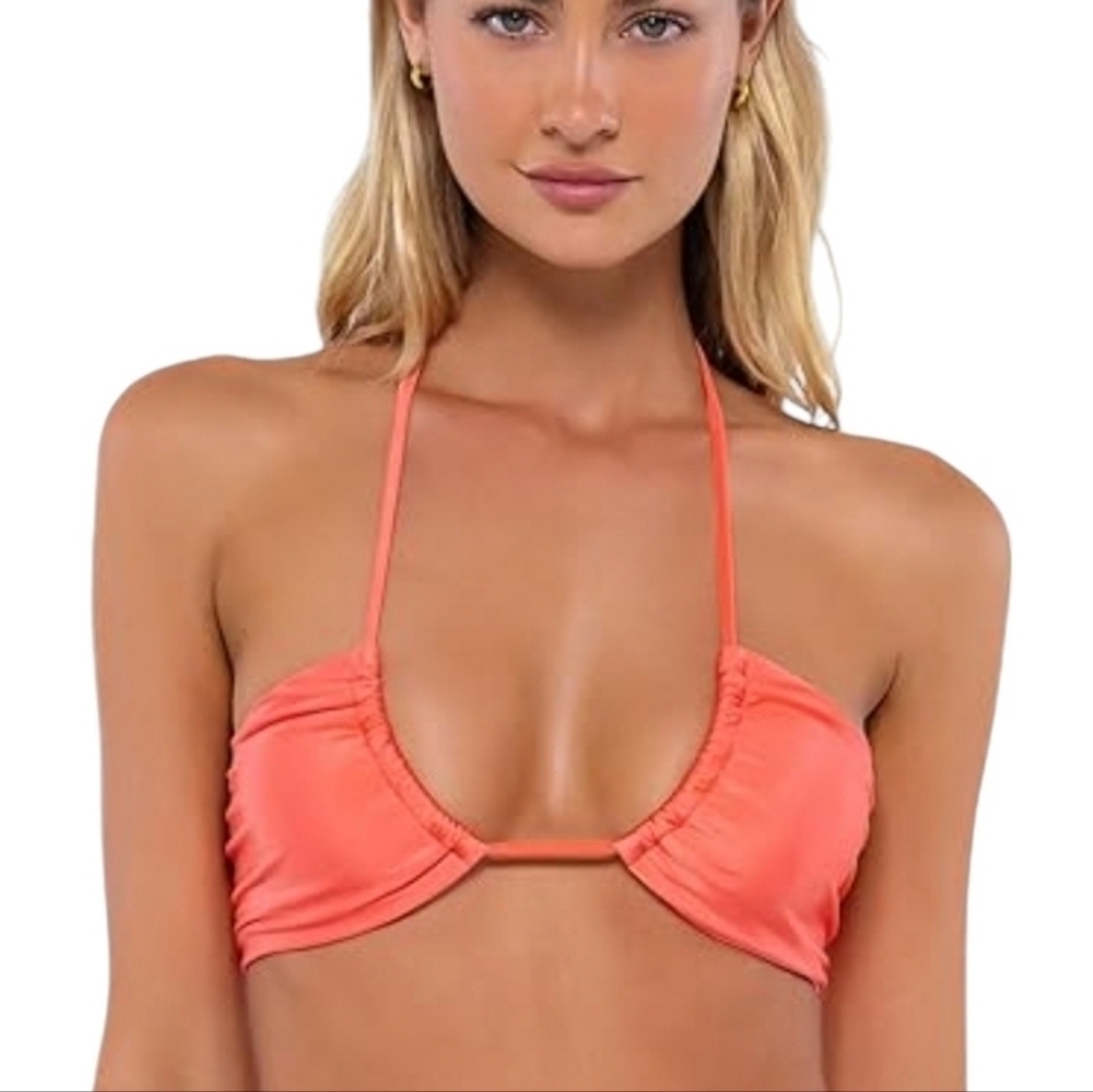 Neon Lace Up Back Bikini Top